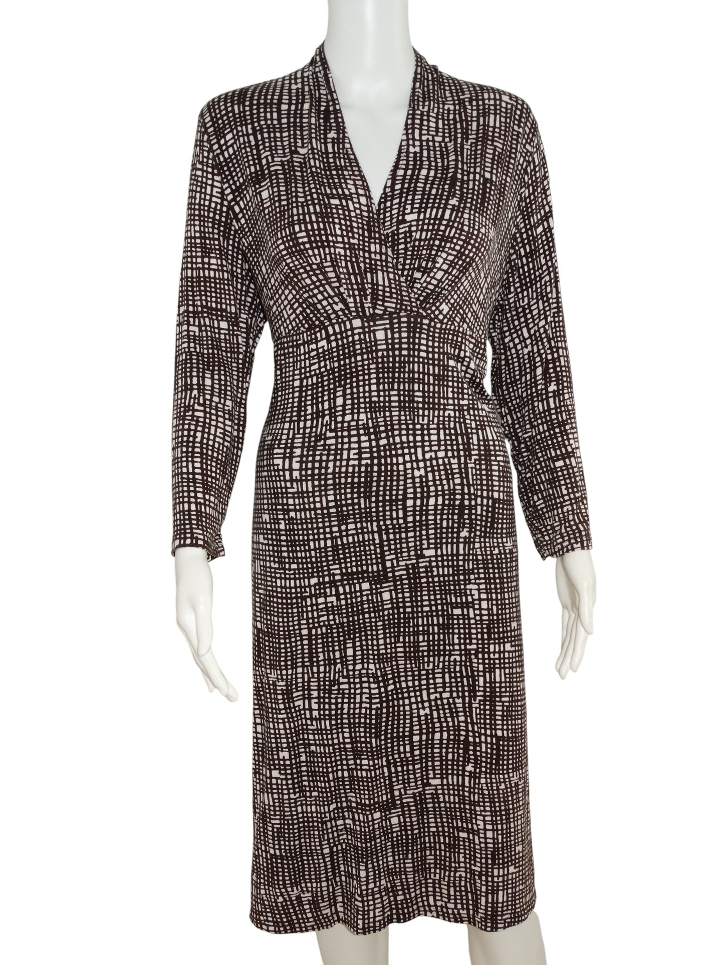 Ann Taylor Brown White Rayon Spandex Dress - Size 14