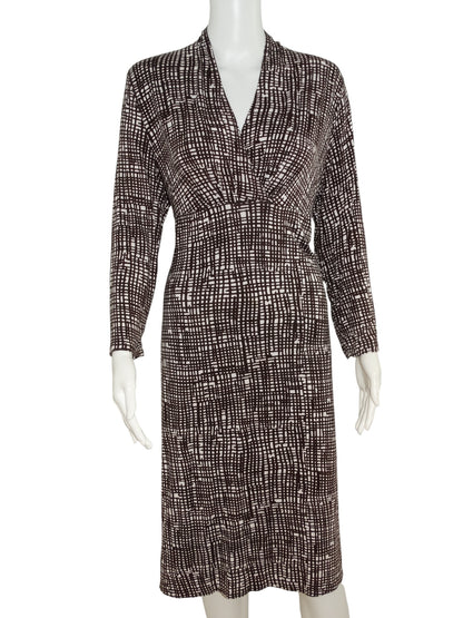 Ann Taylor Brown White Rayon Spandex Dress - Size 14