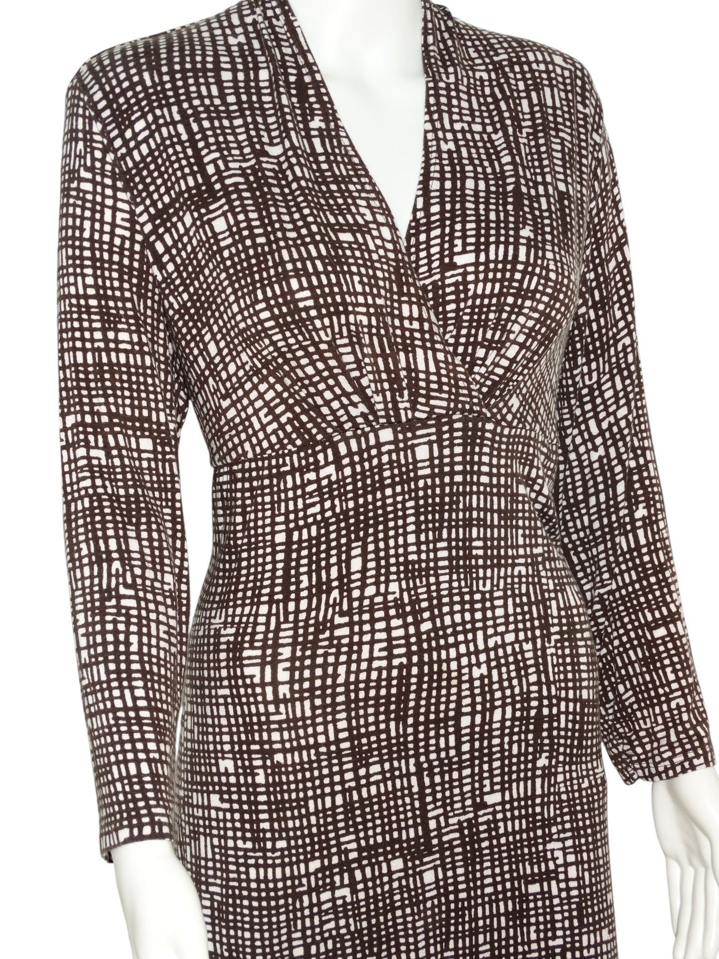 Ann Taylor Brown White Rayon Spandex Dress - Size 14