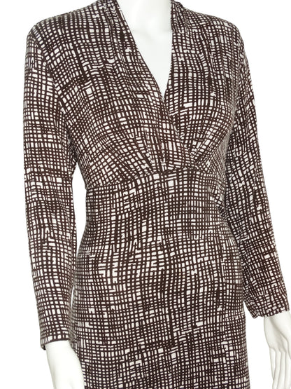 Ann Taylor Brown White Rayon Spandex Dress - Size 14