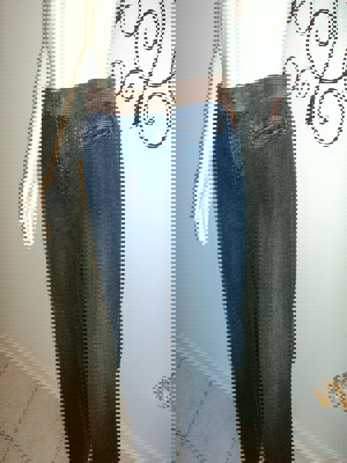 Vintage Ralph Lauren Suede Trim Bootcut Jeans | Blue Denim | Size 10