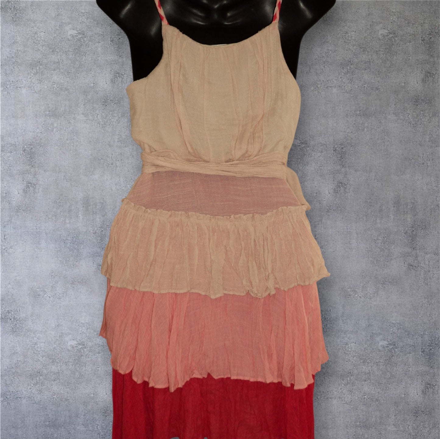 NWOT Festival Gauzy Pink Layered Wrap Sundress – Size Small (Adjustable)