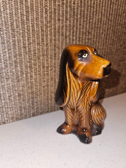 Vintage Brazilian Basset Hound Ceramic Figurine – Hand-Painted Gloss Glaze