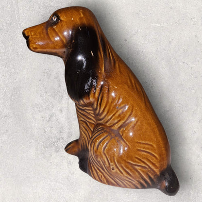 Vintage Brazilian Basset Hound Ceramic Figurine – Hand-Painted Gloss Glaze