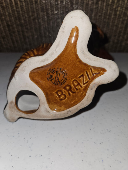Vintage Brazilian Basset Hound Ceramic Figurine – Hand-Painted Gloss Glaze