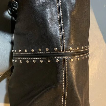Michael Kors Astor Leather Studded Tote Black Chain Strap – Like New