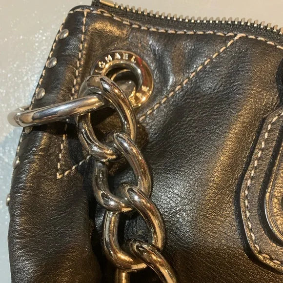 Michael Kors Astor Leather Studded Tote Black Chain Strap – Like New