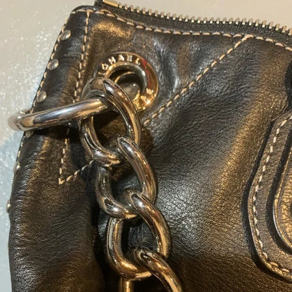 Michael Kors Astor Leather Studded Tote Black Chain Strap – Like New