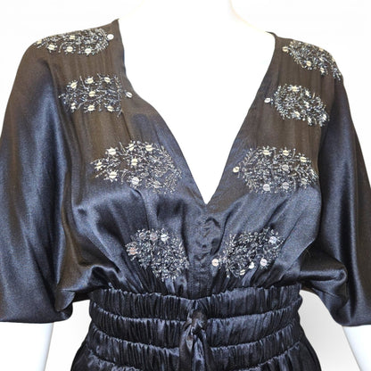 Plenty by Tracy Reese Black Embroidered Kimono Dress Size S