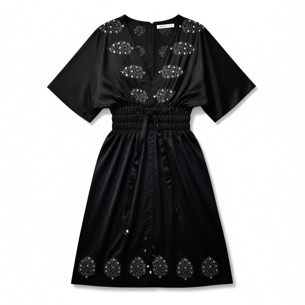 Plenty by Tracy Reese Black Embroidered Kimono Dress Size S