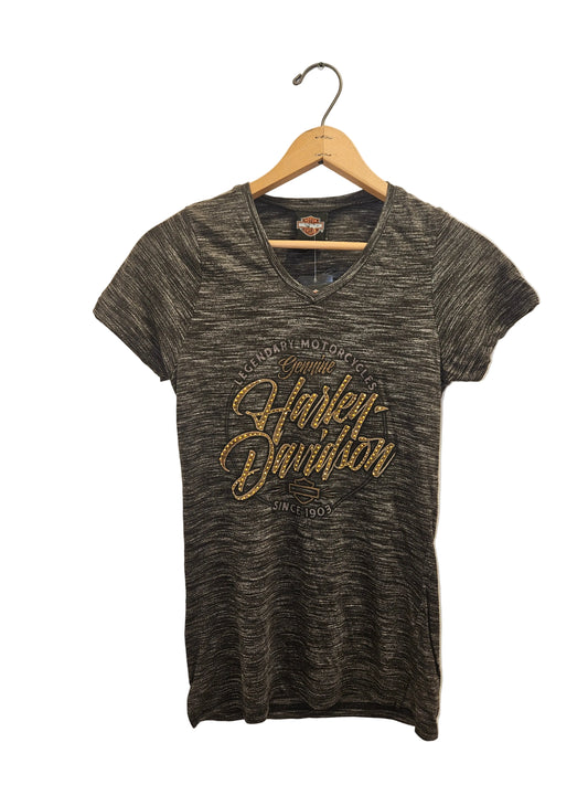 Harley-Davidson Women’s Marled V-Neck Graphic Tee – Gold Logo (NWT)