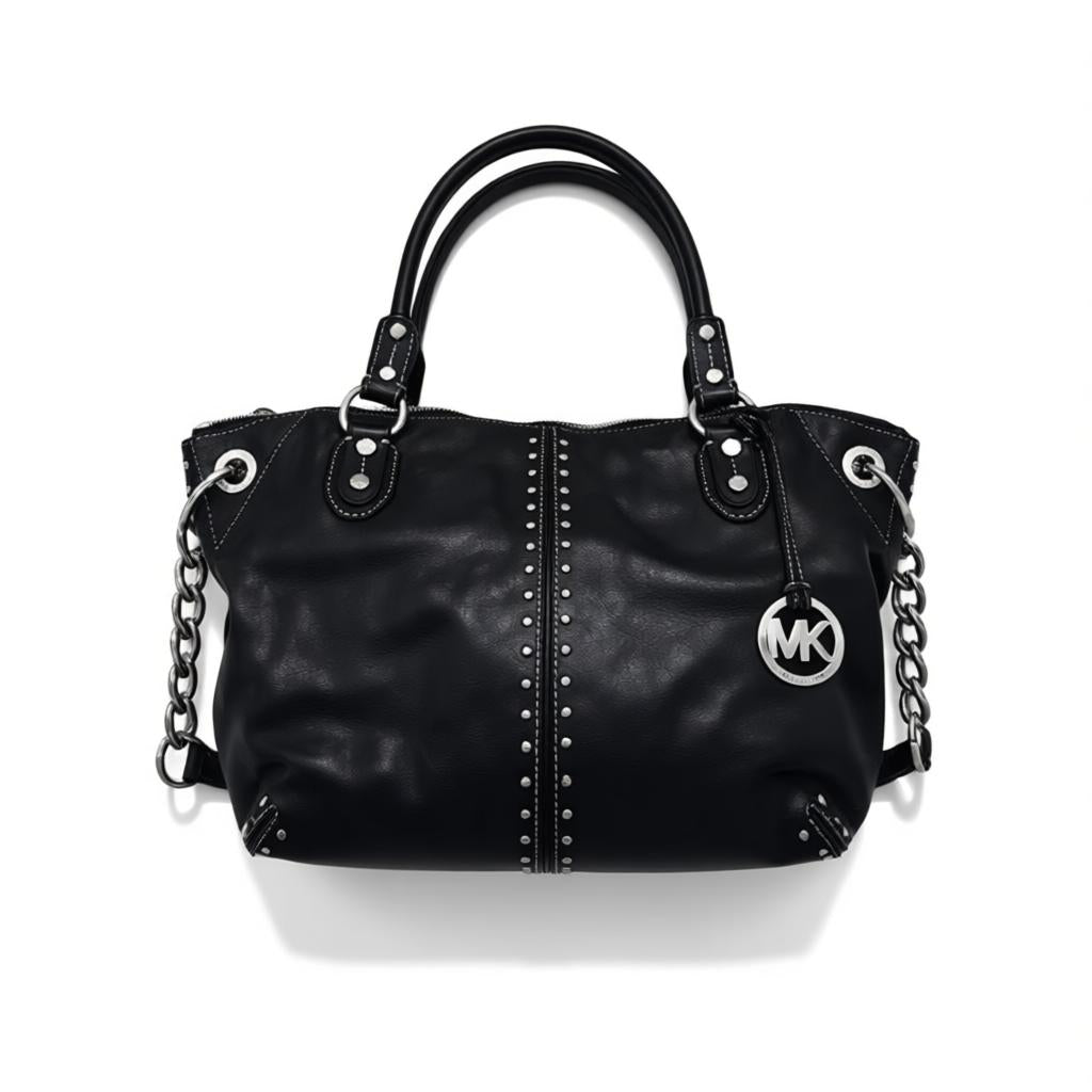 Michael Kors Astor Leather Studded Tote Black Chain Strap – Like New