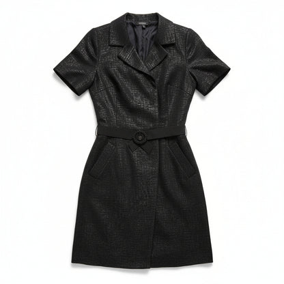 Simply Vera Vera Wang Black & Silver Textured Dress Belted Front – Size Small (NWT)