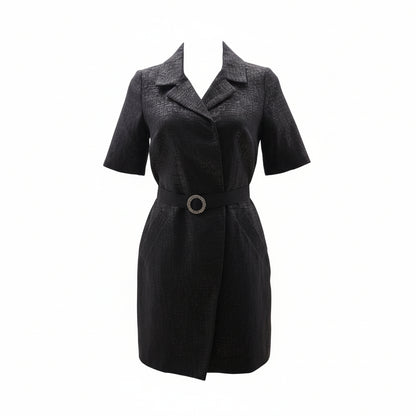 Simply Vera Vera Wang Black & Silver Textured Dress Belted Front – Size Small (NWT)