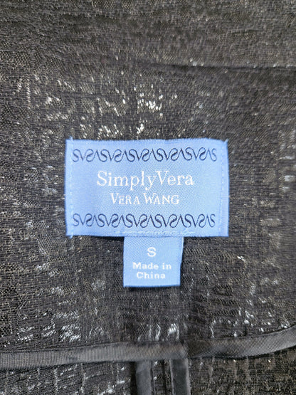 Simply Vera Vera Wang Black & Silver Textured Dress Belted Front – Size Small (NWT)