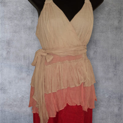 NWOT Festival Gauzy Pink Layered Wrap Sundress – Size Small (Adjustable)