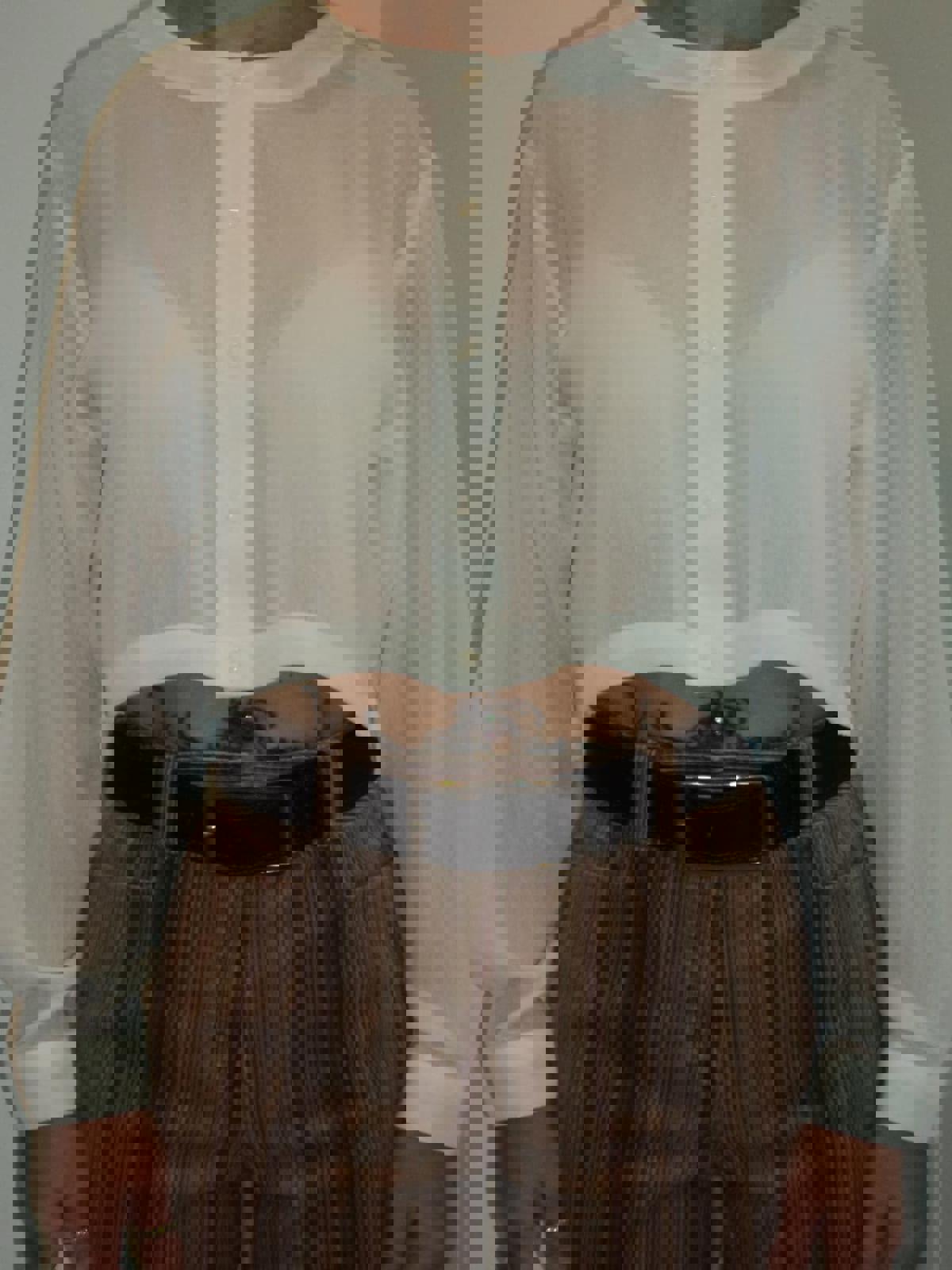 Vintage 90s Limited White Sheer Cropped Top Button Up Blouse