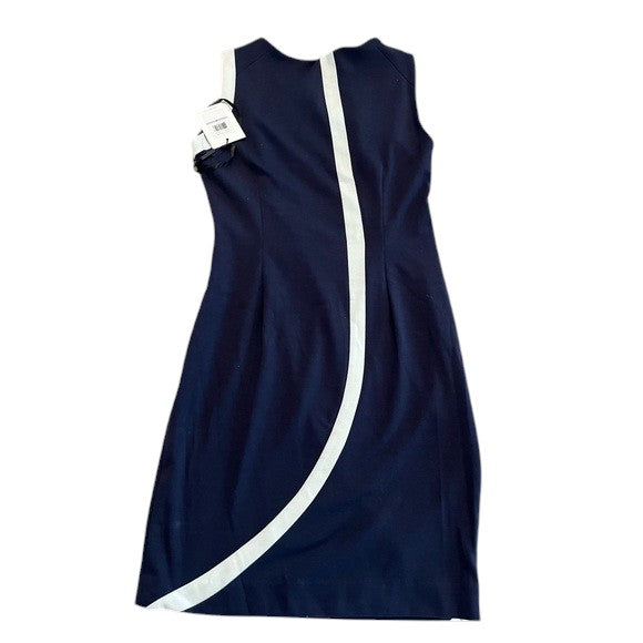 Calvin Klein Navy & White Sleeveless Sheath Dress – Size 6 (NWT)