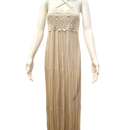 American Eagle Boho Maxi Dress with Hand-Crocheted Bodice – Size Small NWOT