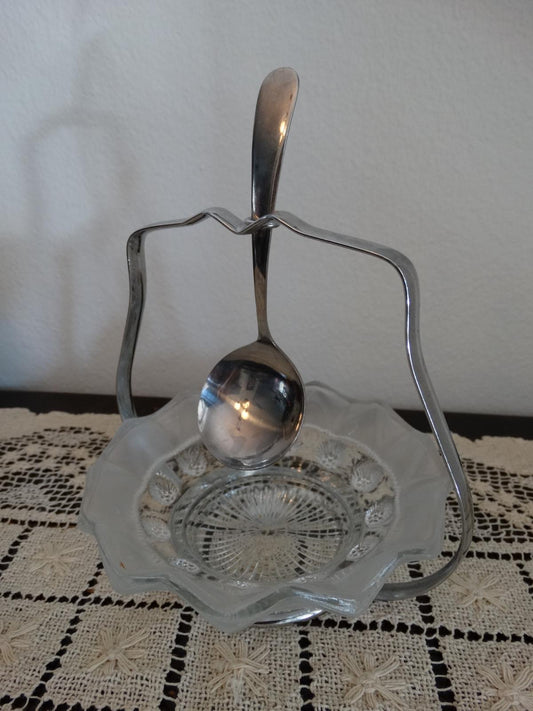 Sheffield Jam and Jelly Dish with Spoon and Stand image 1