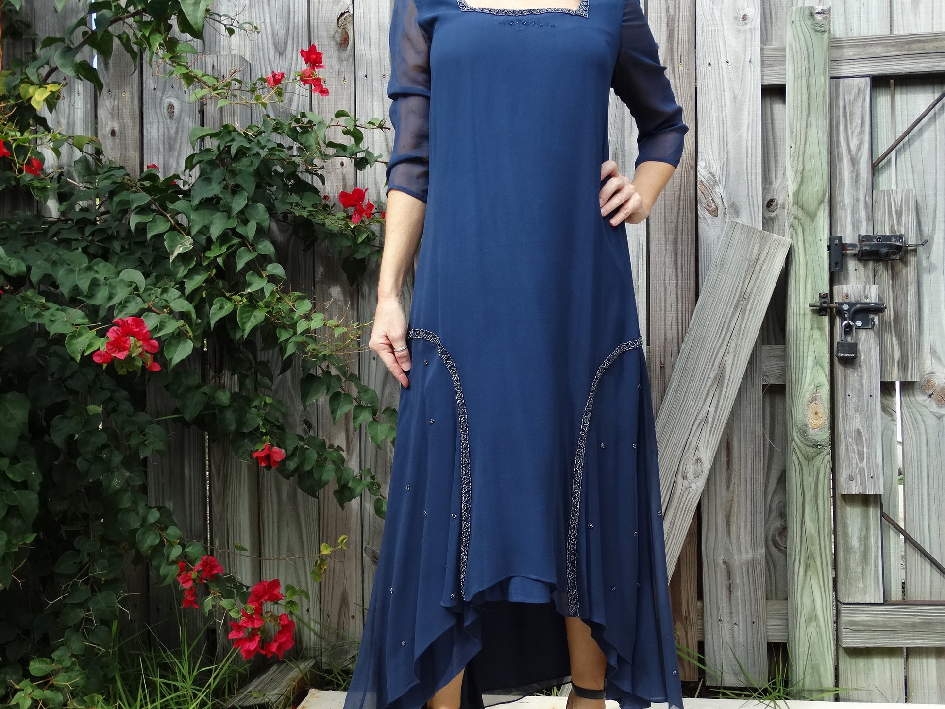 Vintage Wednesday's Child Boho Beaded Hi-Low Dress image 5