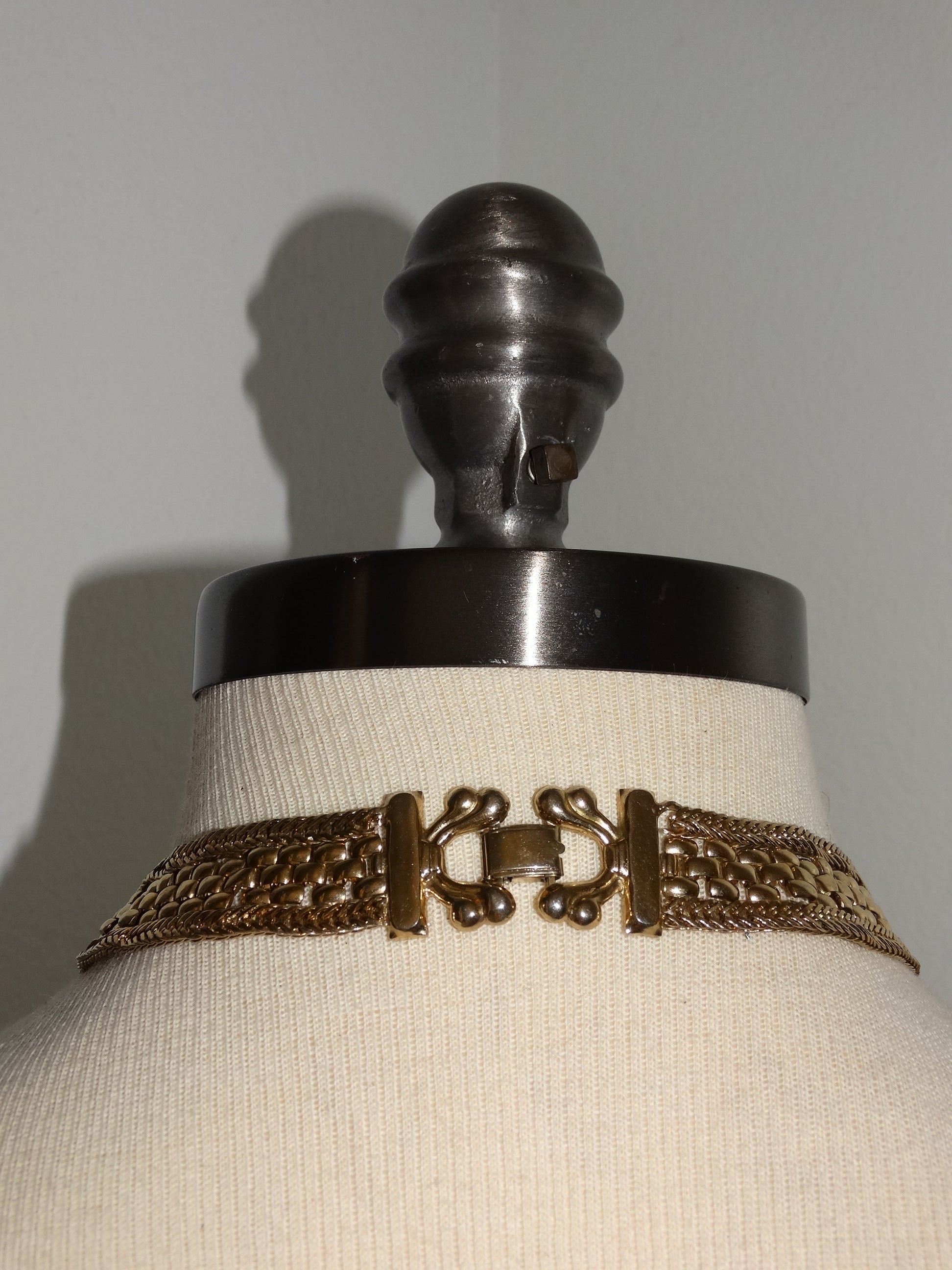 Vintage 1980s Gold Collar Choker Bib Necklace image 3