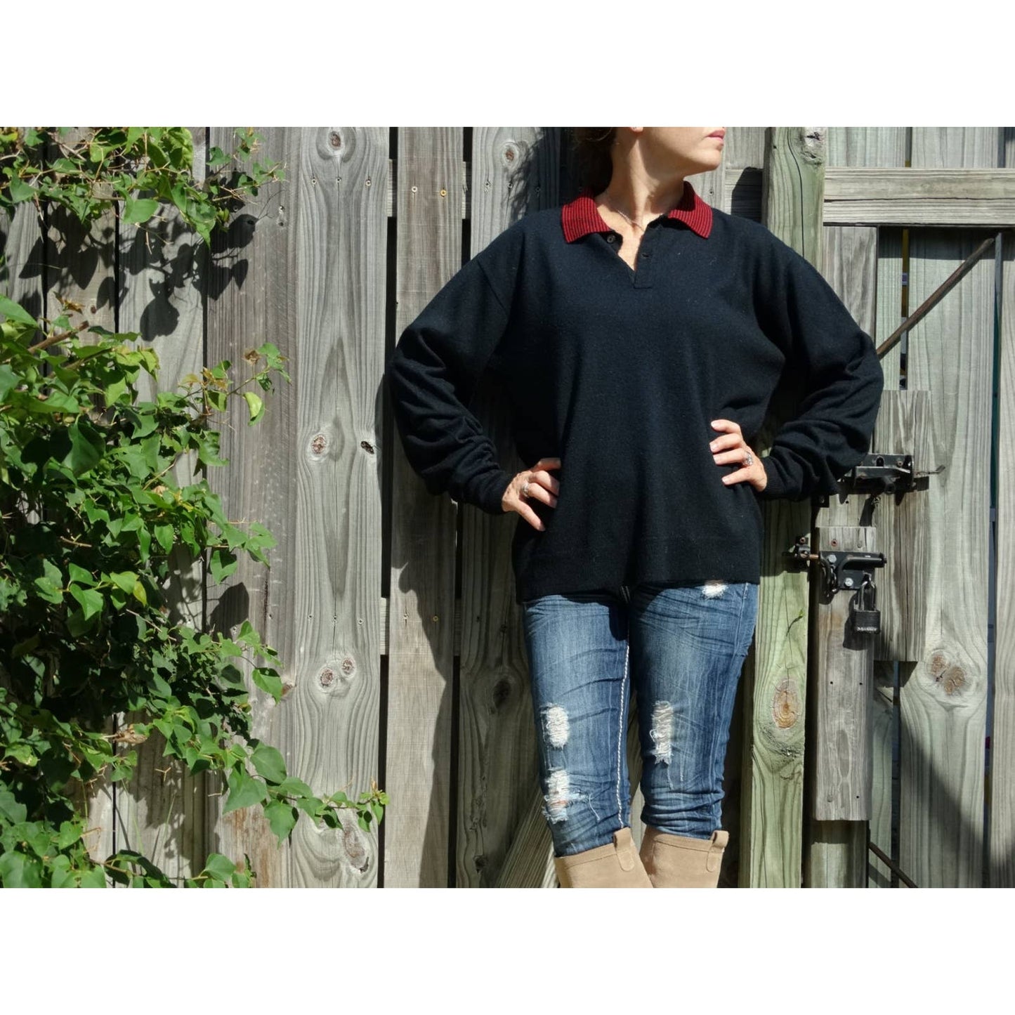 Vtg 60s 70s Cozy Grandpa Boyfriend Oversized Sweater Jumper image 0