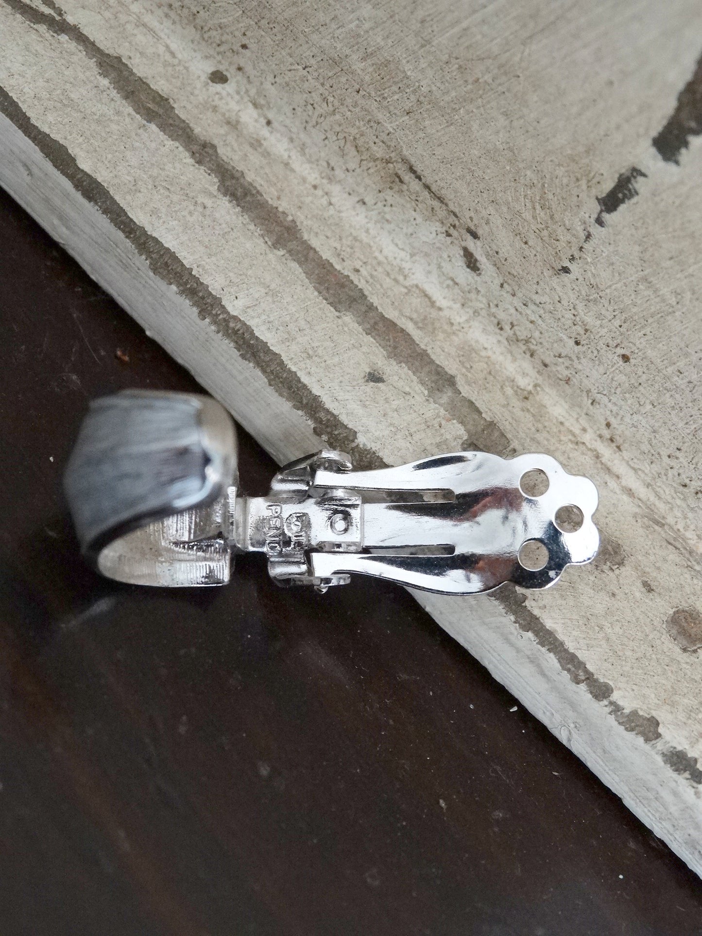 Vintage Signed KRAMER of New York Brushed Silver Tone Hoop Clip Earrings image 2