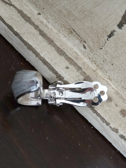 Vintage Signed KRAMER of New York Brushed Silver Tone Hoop Clip Earrings image 2