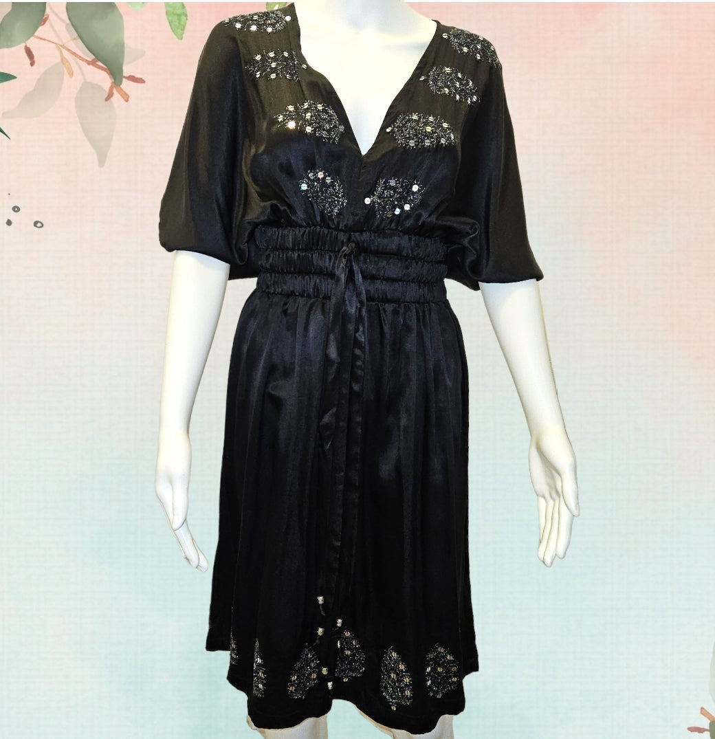 Plenty by Tracy Reese Black Embroidered Kimono Dress Size S image 0