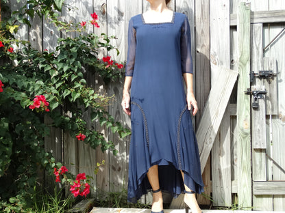 Vintage Wednesday's Child Boho Beaded Hi-Low Dress image 0