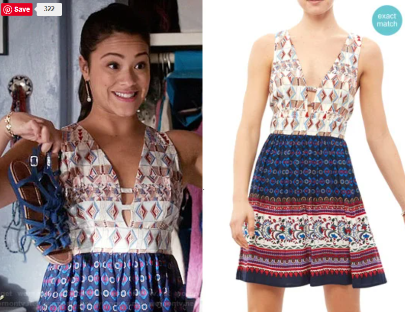 Jealous Tomato Plunge Tie-Back Print Mini Sun Dress - Worn on TV