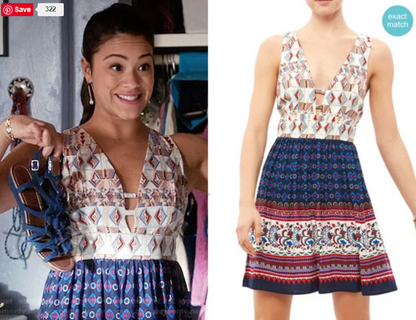 Jealous Tomato Plunge Tie-Back Print Mini Sun Dress - Worn on TV