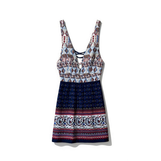 Jealous Tomato Plunge Tie-Back Print Mini Sun Dress - Worn on TV