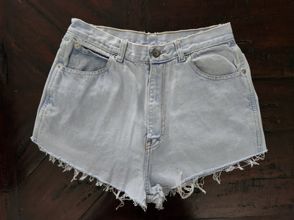 Vintage Jordache High-Waisted Distressed Jean Shorts – Light Wash Denim