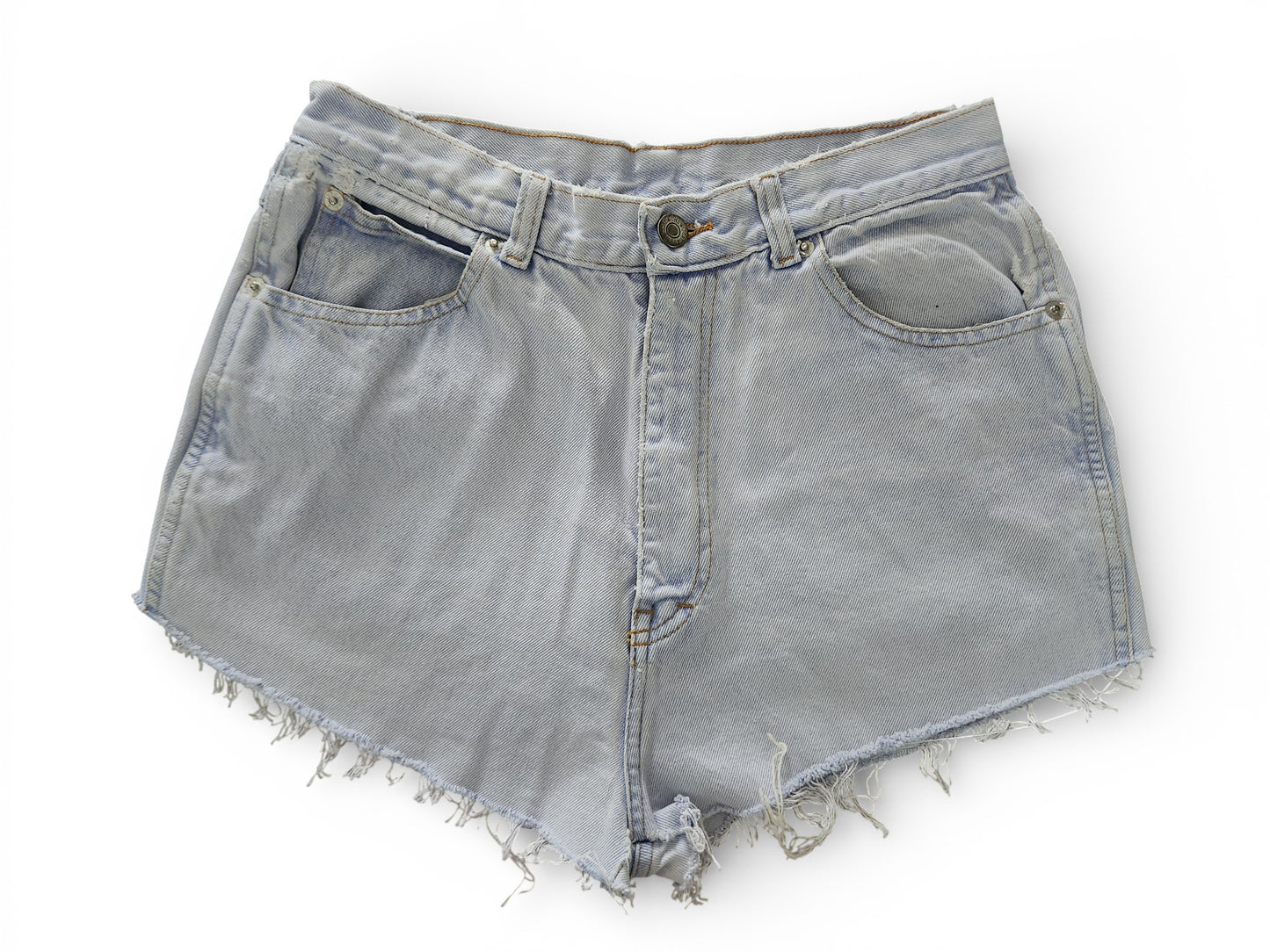 Vintage Jordache High-Waisted Distressed Jean Shorts – Light Wash Denim