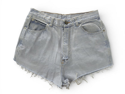 Vintage Jordache High-Waisted Distressed Jean Shorts – Light Wash Denim