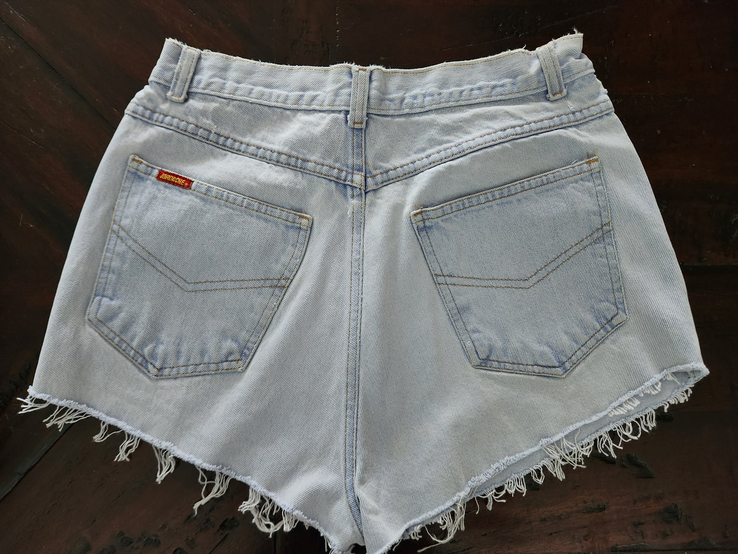 Vintage Jordache High-Waisted Distressed Jean Shorts – Light Wash Denim
