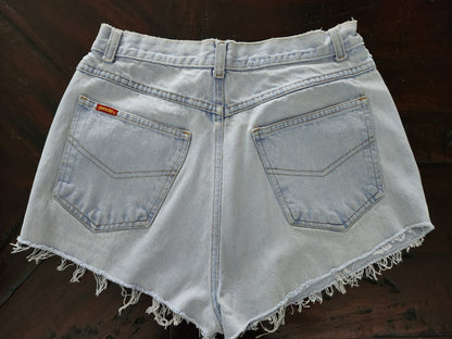 Vintage Jordache High-Waisted Distressed Jean Shorts – Light Wash Denim
