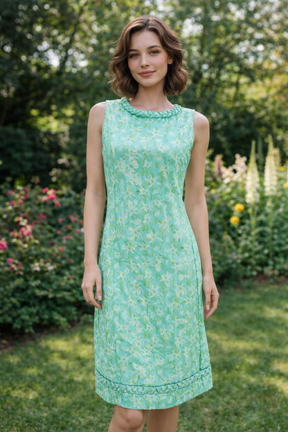 Vintage Lilly Pulitzer 1960s Shift Dress Blue Floral Print Day Dress