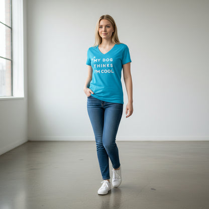 My Dog Thinks I’m Cool V-Neck T-Shirt | Women’s Medium | Supports Sick & Injured Pets