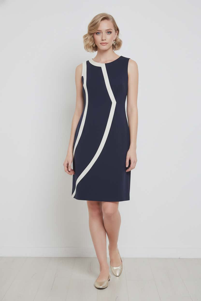 Calvin Klein Navy & White Sleeveless Sheath Dress – Size 6 (NWT)