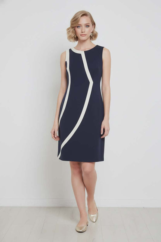 Calvin Klein Navy & White Sleeveless Sheath Dress – Size 6 (NWT)
