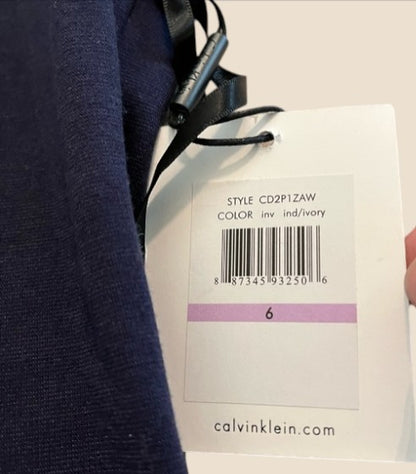 Calvin Klein Navy & White Sleeveless Sheath Dress – Size 6 (NWT)