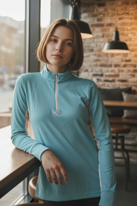 TuffRider Ventilated Technical Long Sleeve Sport Shirt - Aqua