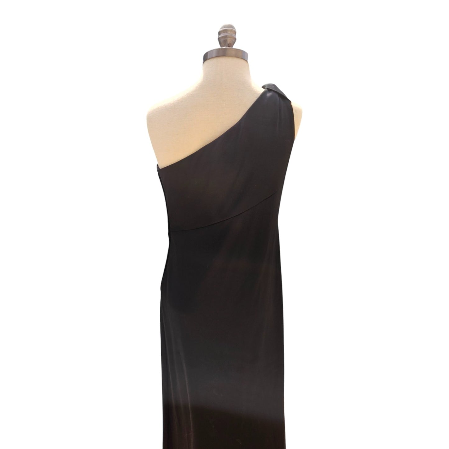 Vintage 1980s Ayres Unlimited Black One-Shoulder Evening Gown | ILGWU Union Label