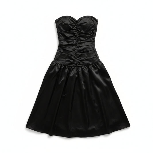 Vintage 1980s Black Strapless Cocktail Dress with Tulle Crinoline – ILGWU Made in USA