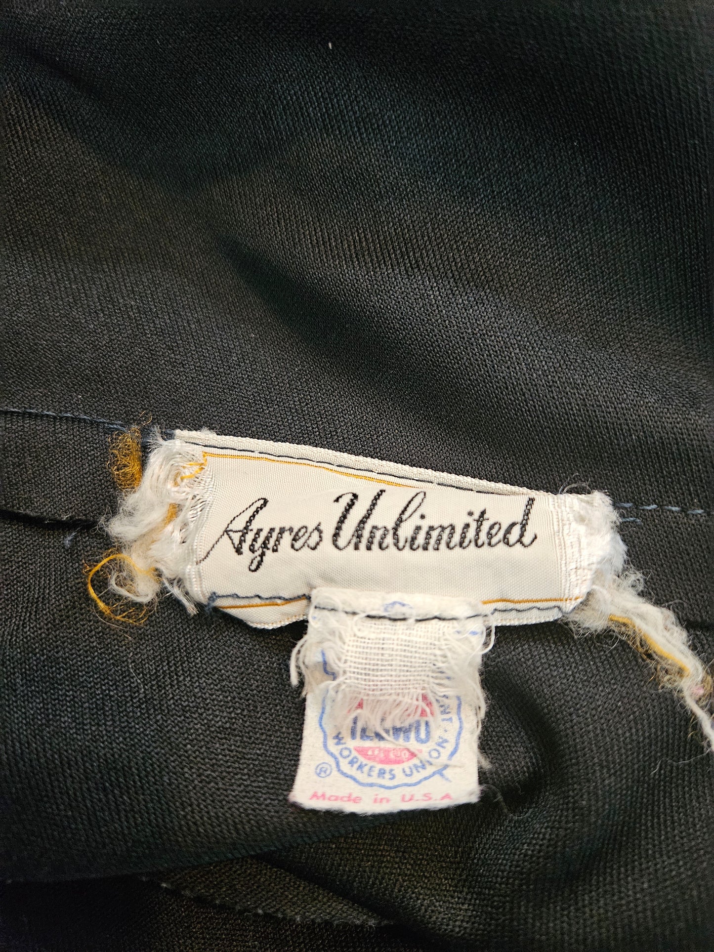 Vintage 1980s Ayres Unlimited Black One-Shoulder Evening Gown | ILGWU Union Label