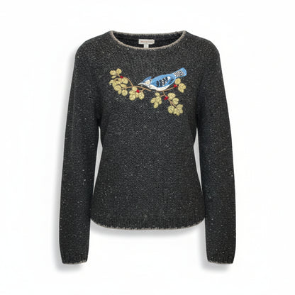 Vintage Woolrich Grey Bluebird Embroidered Wool Sweater Jumper | Women’s Small